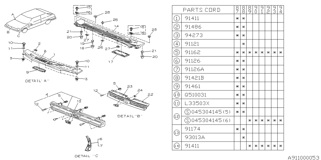 Subaru 791061190 COWL Panel