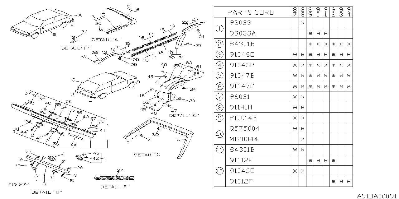 Subaru 793019190 Rear Gate Ornament