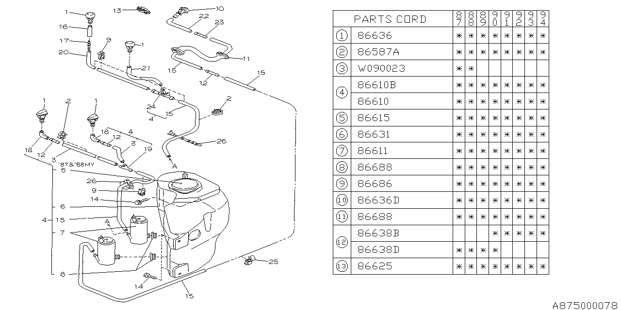 Subaru 786636150 Windshield Washer Nozzle