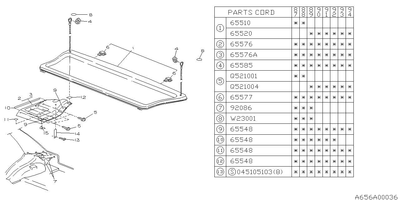 Subaru 765556050 Support Assembly LH