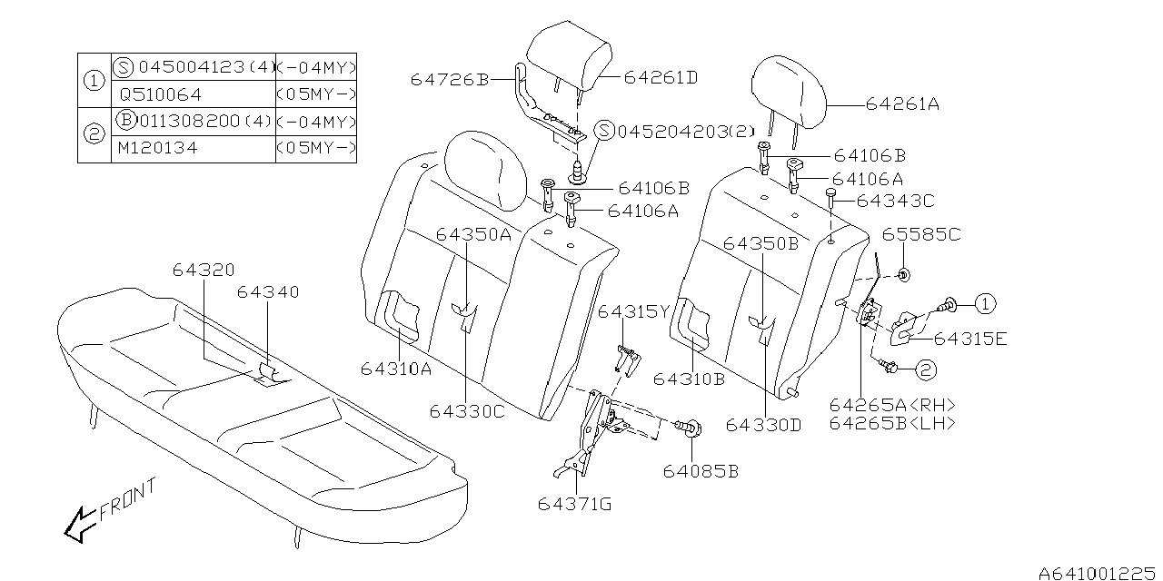 Subaru 64261FE430NV Pillow Assembly Rear Center