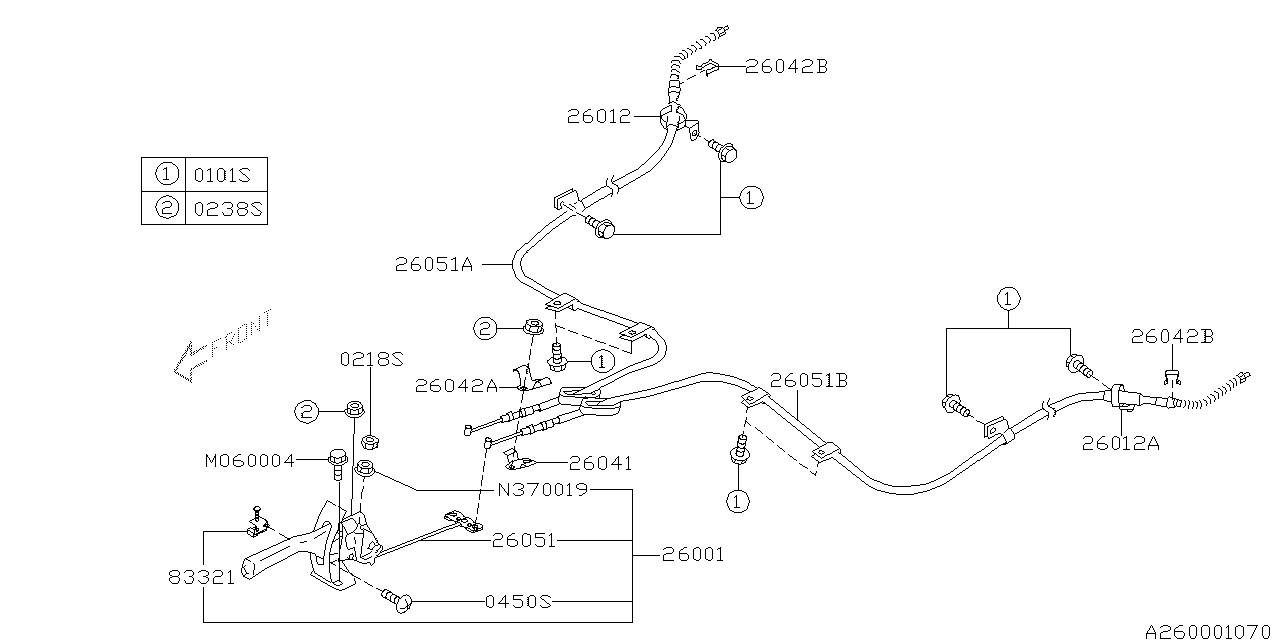 Subaru 26001FE010ML Lever Assembly Hand Brake