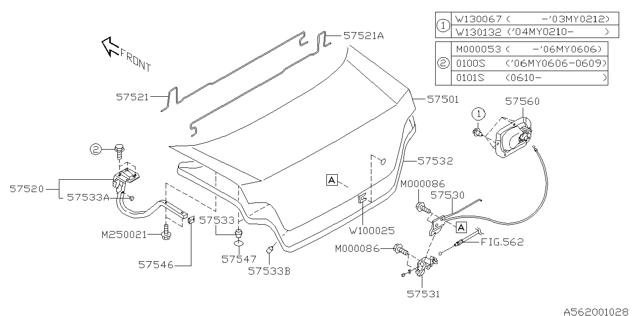 Subaru 57509FE011 Trunk Lid Complete