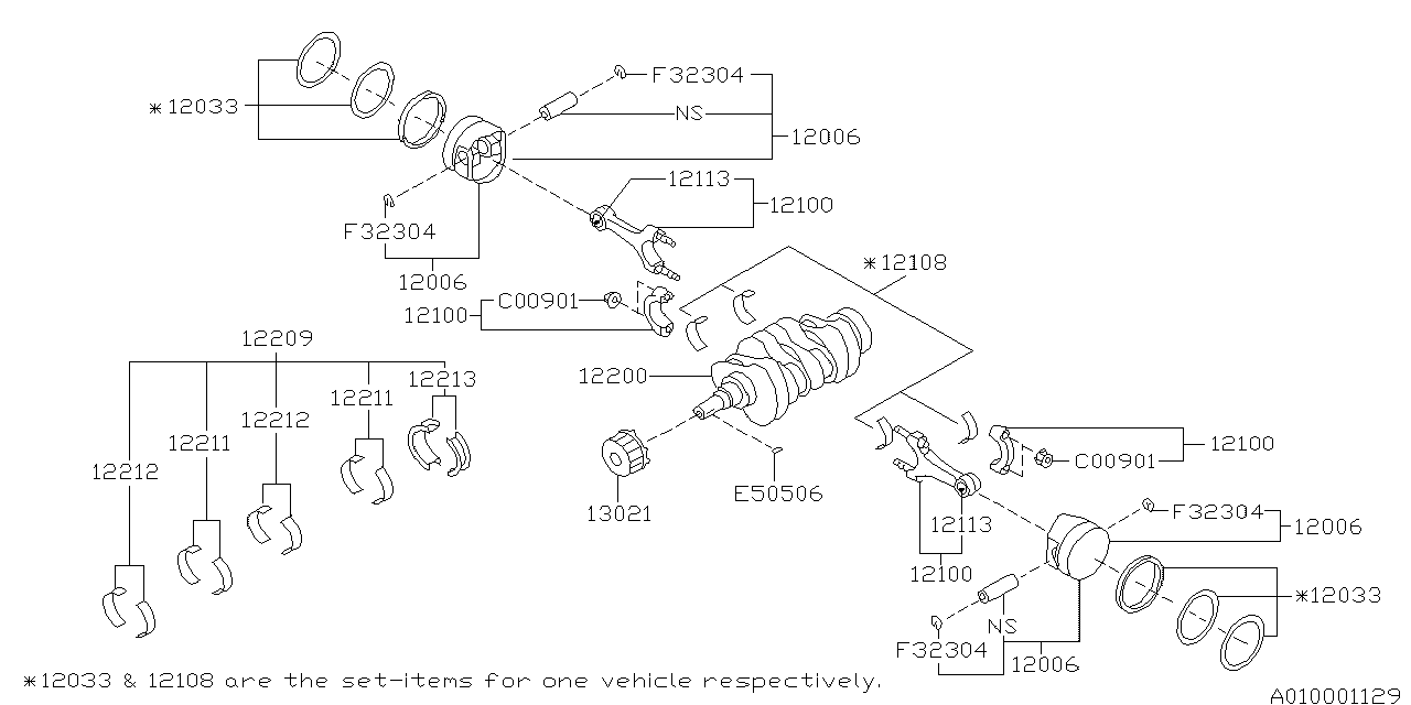 Subaru 12006AC370 Piston Set