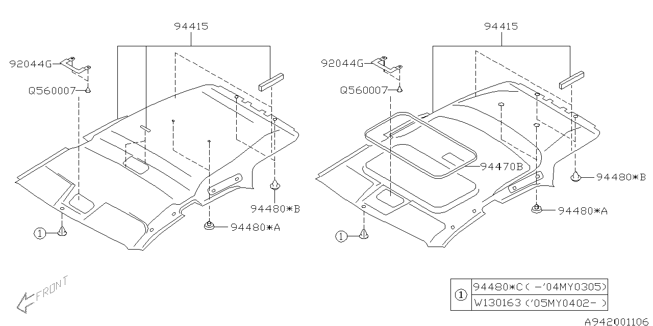 Subaru 94421FE030NE Trim Panel Roof