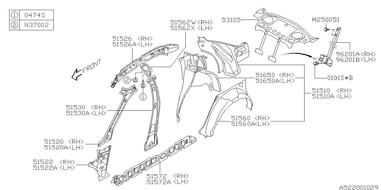 Subaru 51560FE030 Rear Arch Inner LH