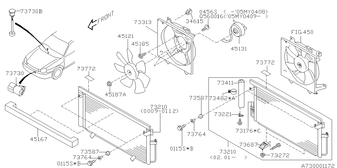 Subaru 73210FE000 CONDENSER Assembly