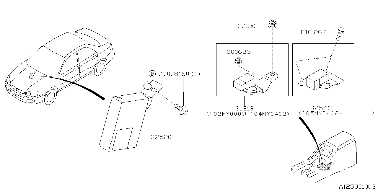 Subaru 31819AA040 Sensor Complete Lat Gravity