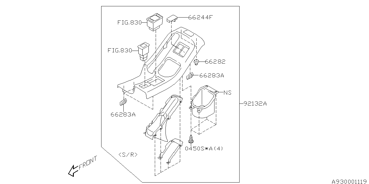 Subaru 92131FE100NV Cover Console Up Rear