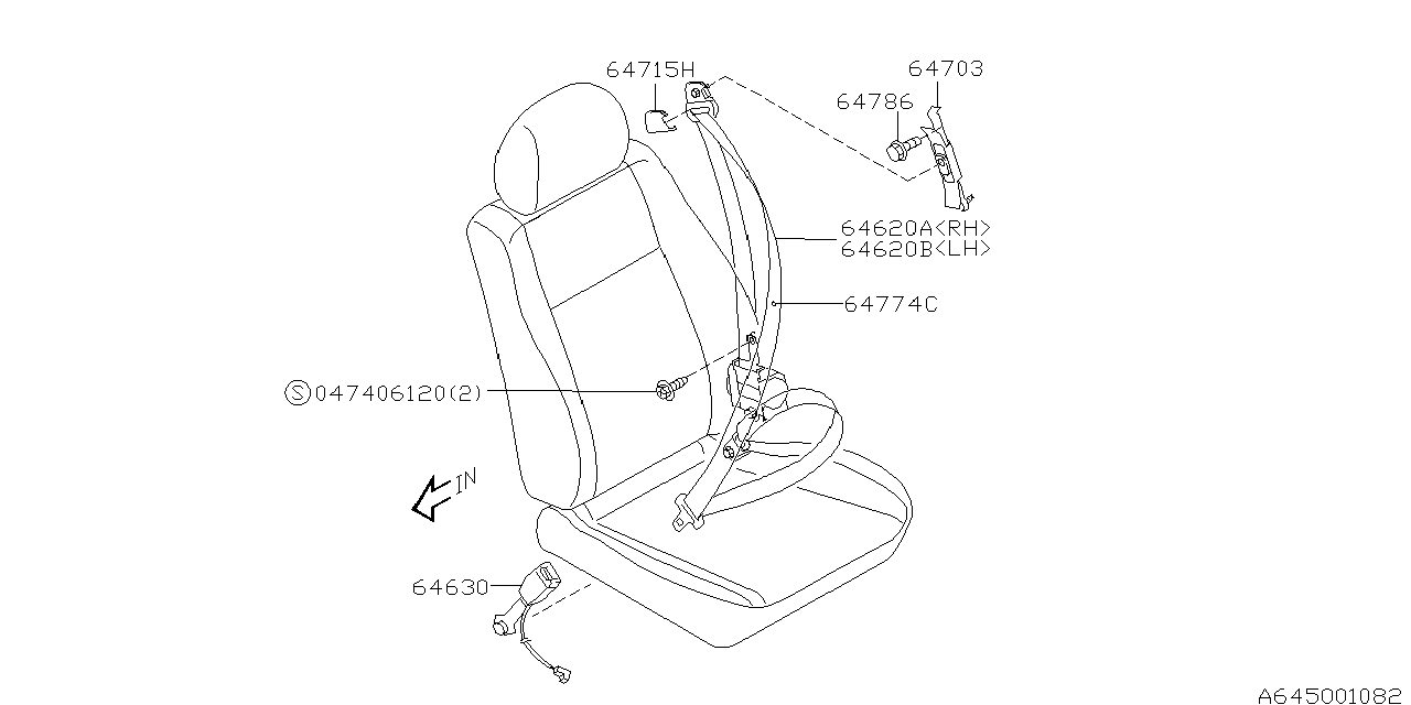 Subaru 64632AE010ML Seat Belt Inner Front