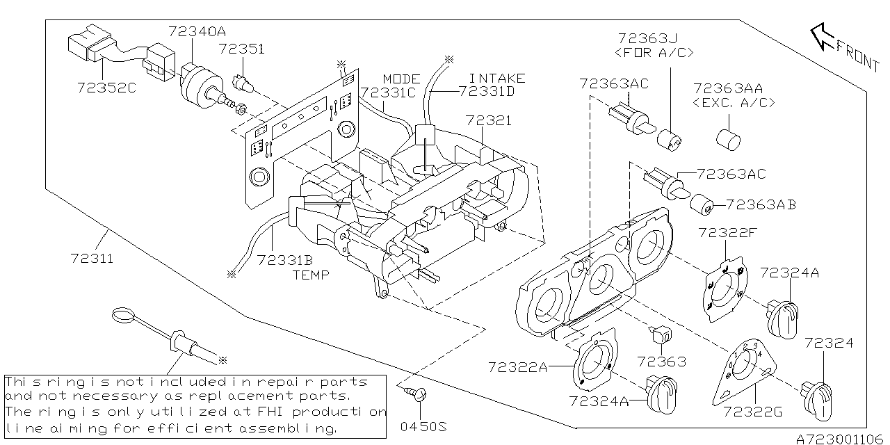 Subaru 72324FE020 Dial Temperature