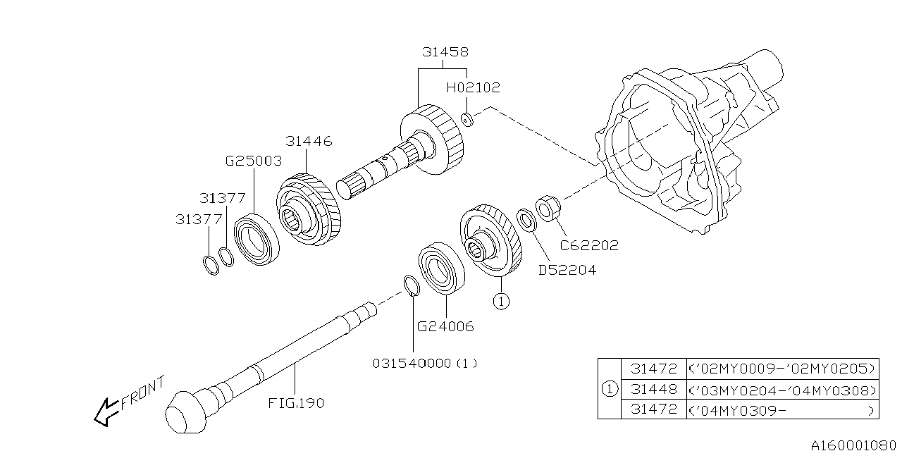 Subaru 31472AA020 Gear Assembly Reduction Driven