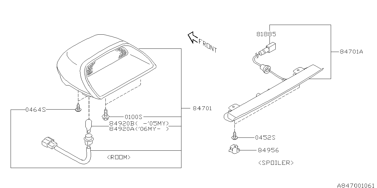 Subaru 84751FE000GA High Mount Spoiler Lamp Assembly