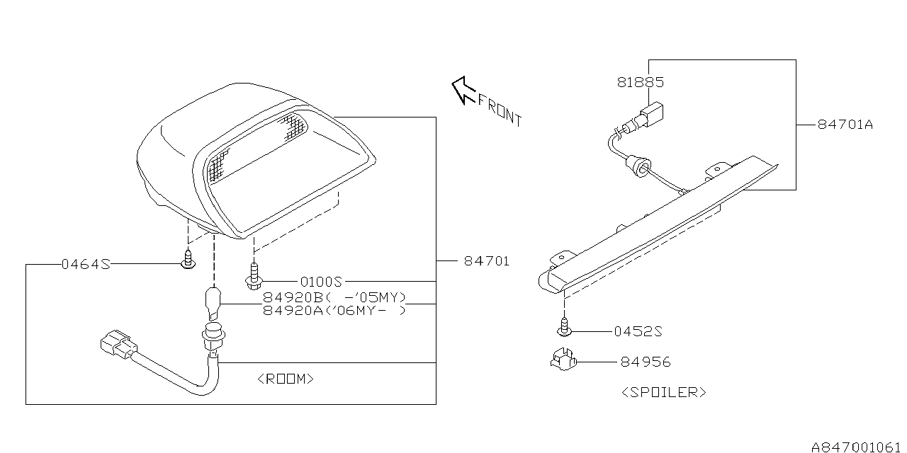 Subaru 84701FE100ML High Mount Lamp Assembly