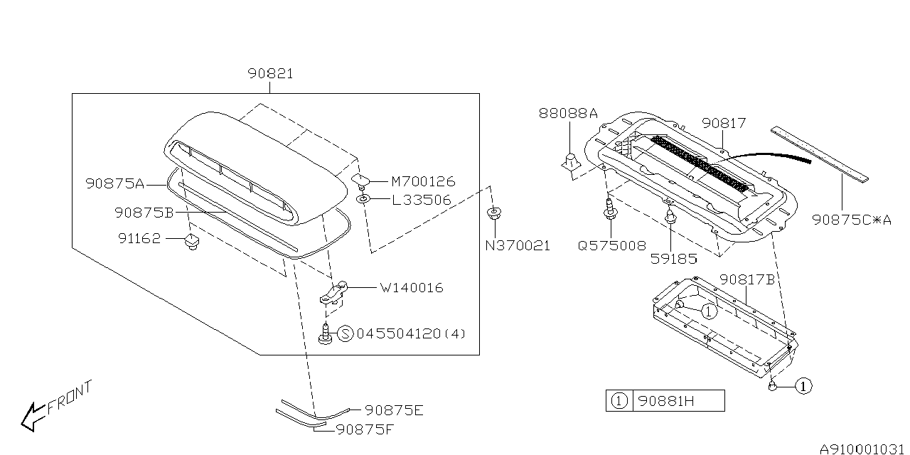 Subaru 90875FE040 Packing Duct Front Hood