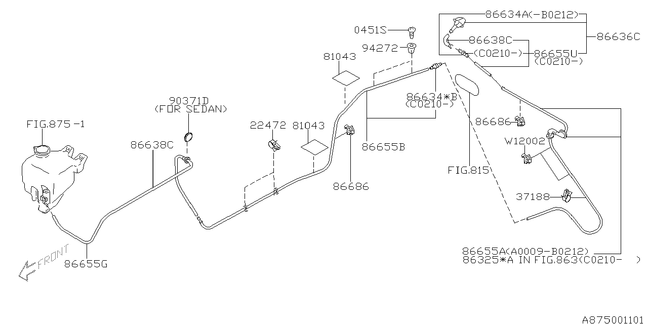 Subaru 86655FE011 Hose Windshield Washer