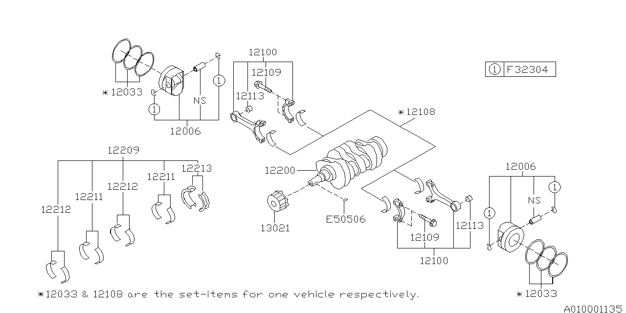 Subaru 12006AC850 Piston Set