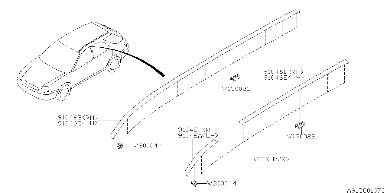 Subaru 91046FE020 MOULDING Roof Front RH