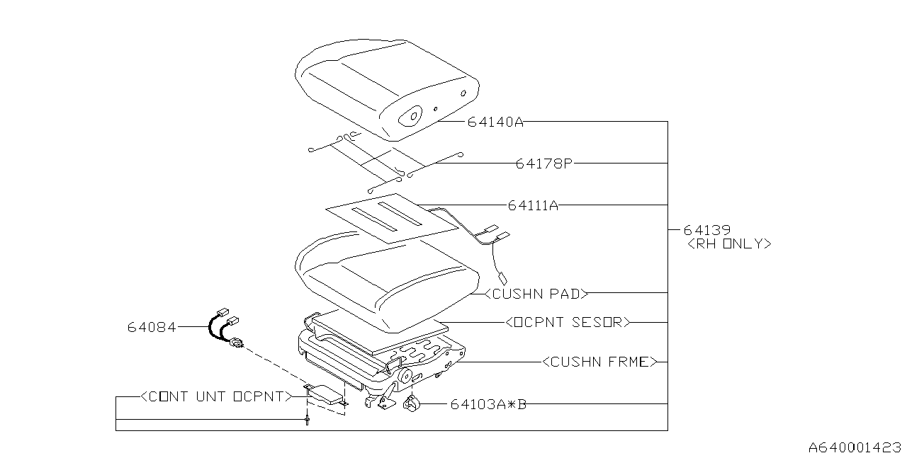 Subaru 64178FE060 Wire Set Front Seat Cushion RH