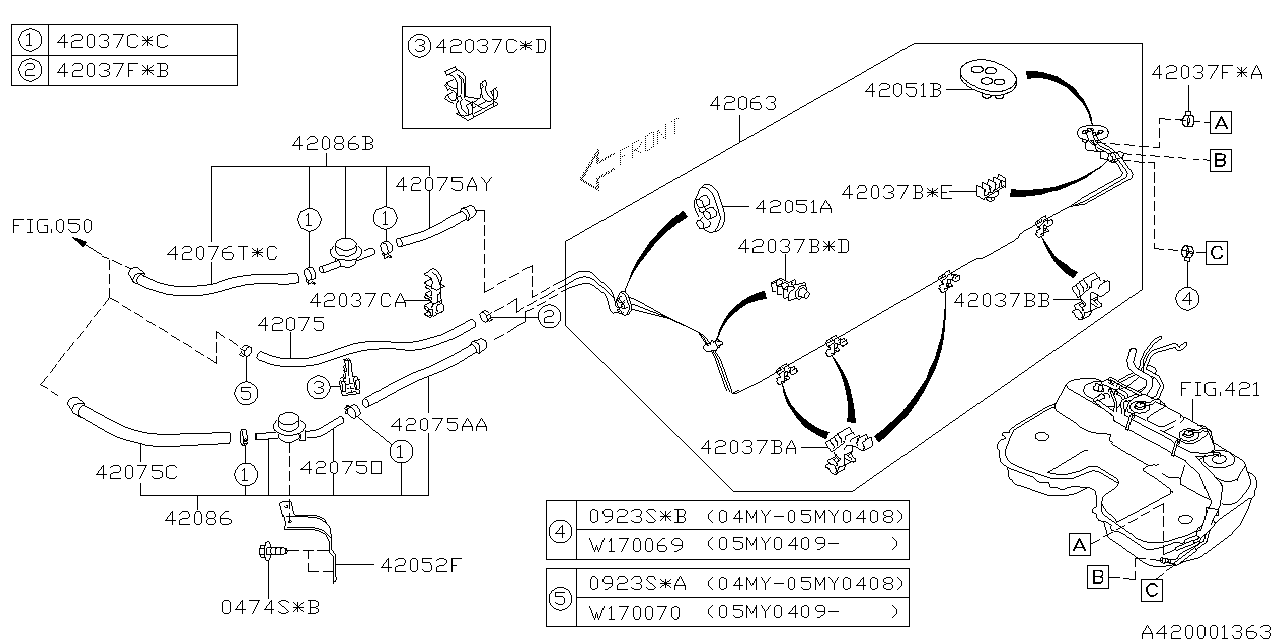 Subaru 42075SA120 Hose Fuel