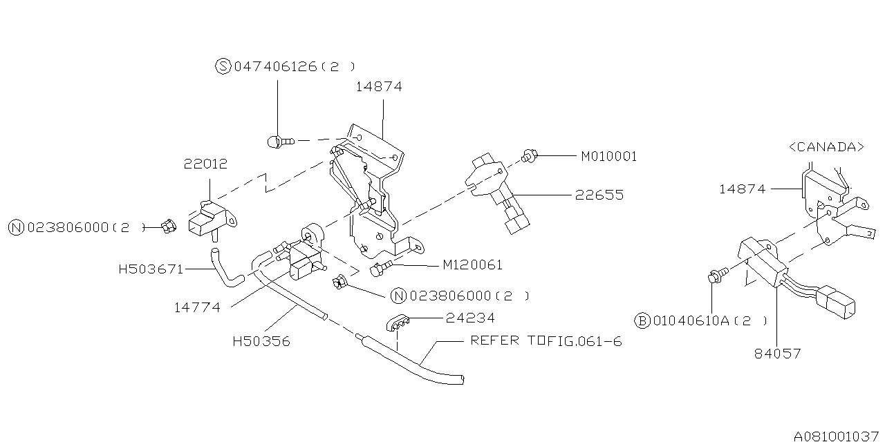 Subaru 14874AA110 SOLENOID Valve Bracket