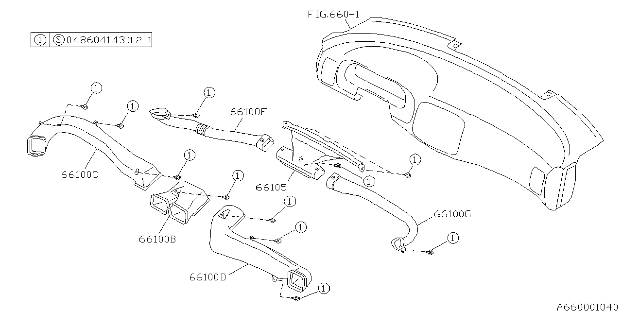 Subaru 66411FA091 Duct Front DEFROSTER RH