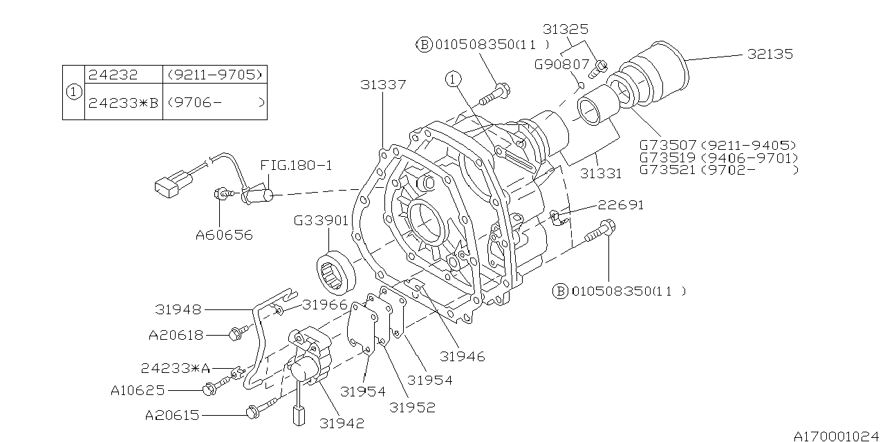 24233AA230 Genuine Subaru Clip