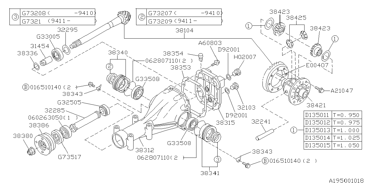 Subaru 38104AA071 Gear Set HYPOID 4WD