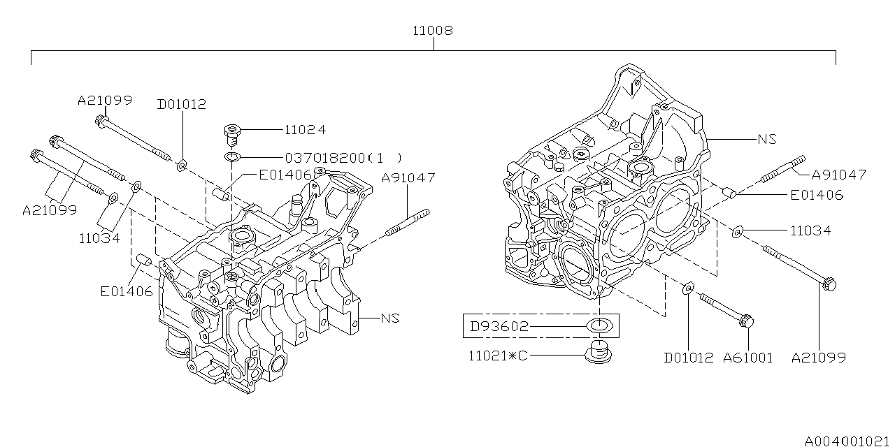 Subaru 11008AA120 Block Assembly Cylinder