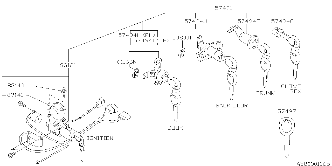 Subaru 57490FA040 Key Kit