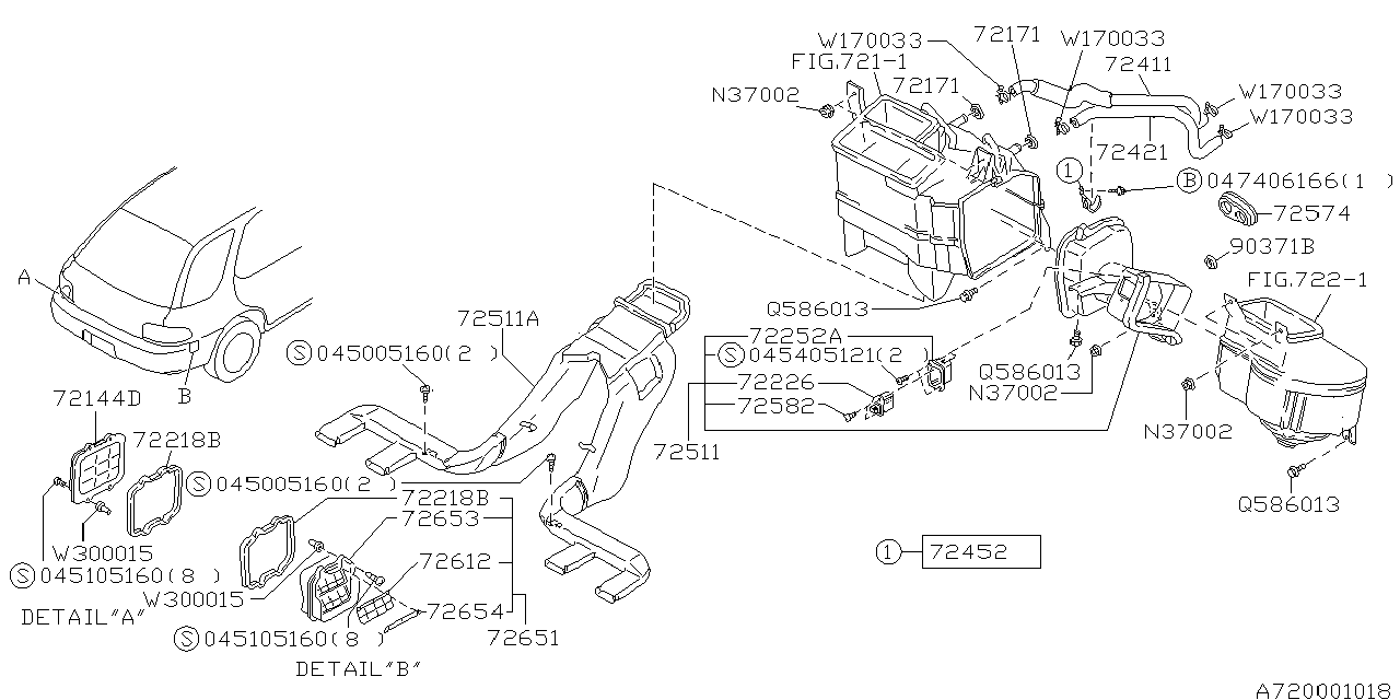 Subaru 72512FA040 Duct Rear Heater