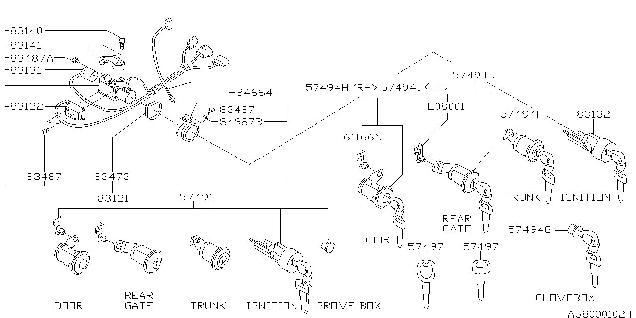 Subaru 57400FA071 Key Kit