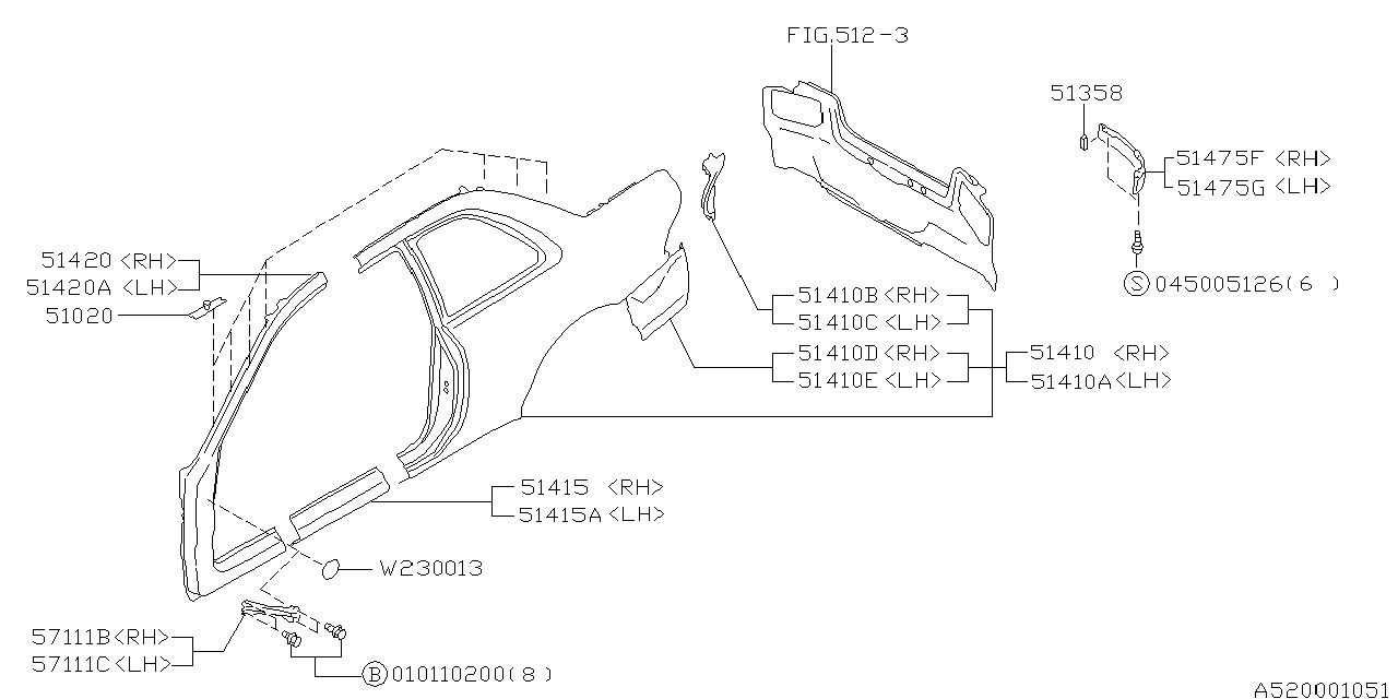 Subaru 51402FA230 Side SILL Complete LH