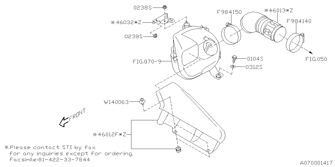 Subaru ST46012VL000 Duct Air Intake Assembly