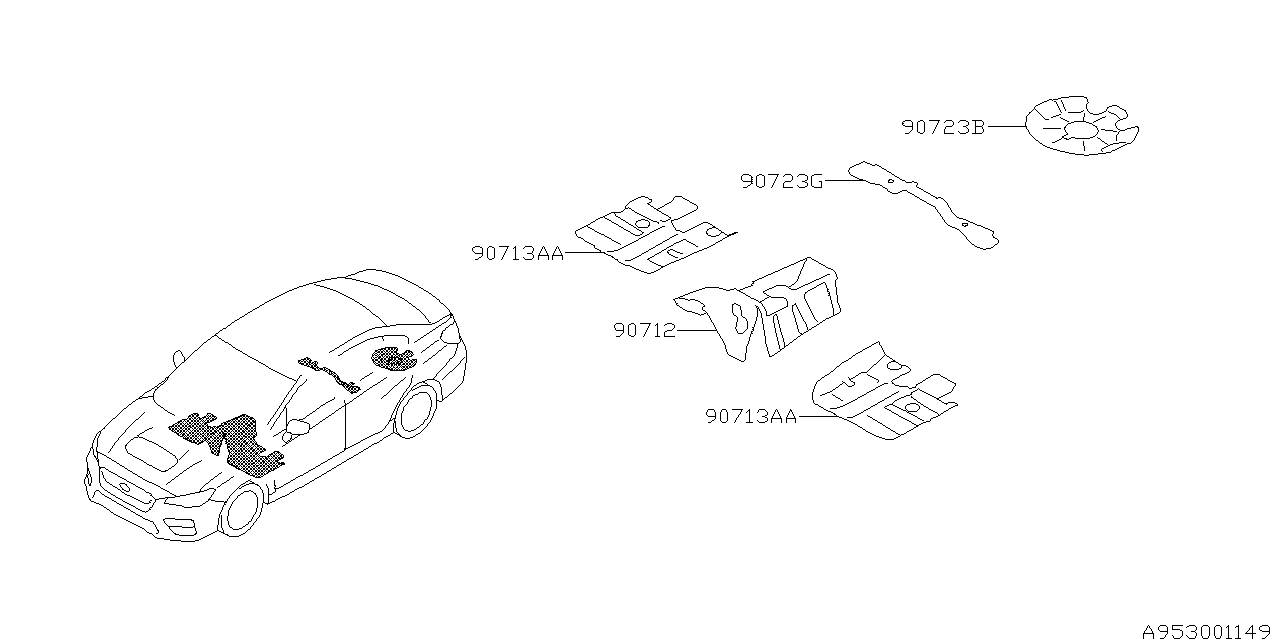 Subaru 90723VA000 SILENCER Floor Rear R