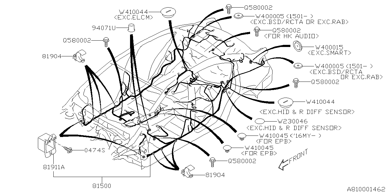 Subaru 81502VA511 Wiring Harness Rear Usa