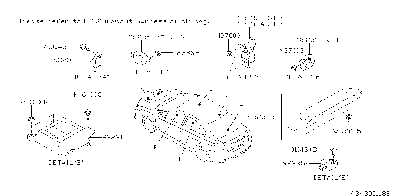 Subaru 98235SG030 Side Air Bag Sensor LH