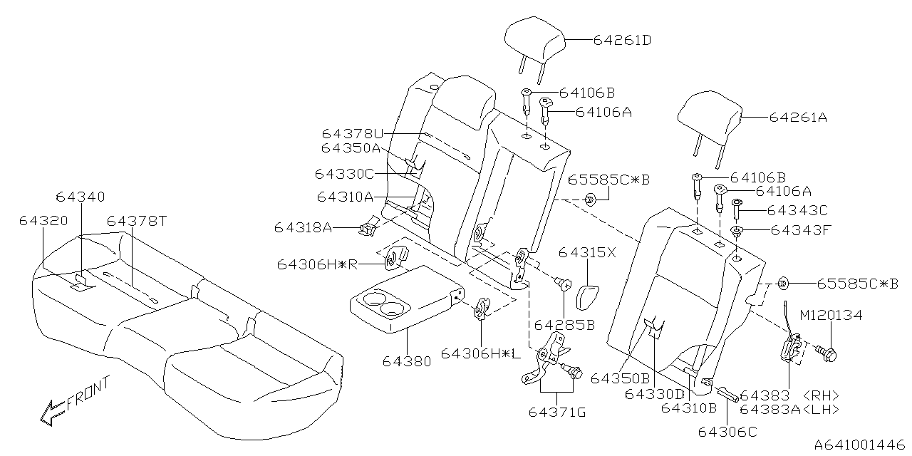 Subaru 64380VA010VH Rear Center Arm Rest Assembly