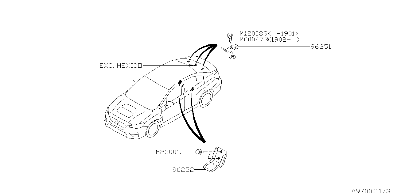 Subaru 96252FG000 Plate Anchor Set