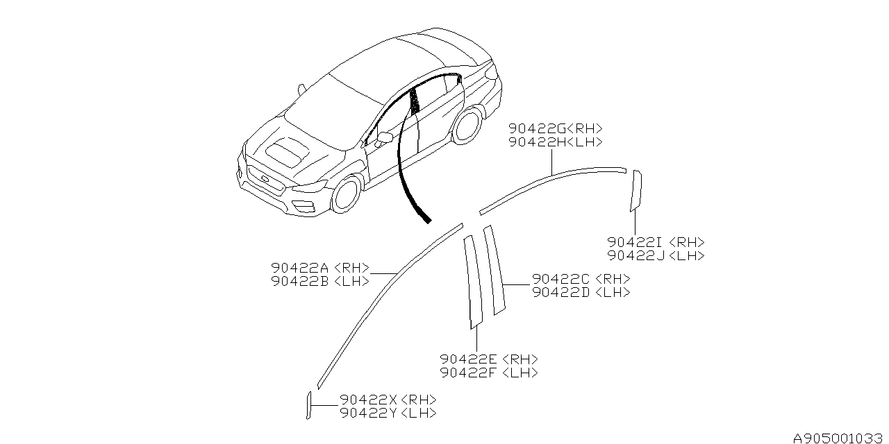 Subaru 90422FJ100 Tape Door SASH Rear M SRH