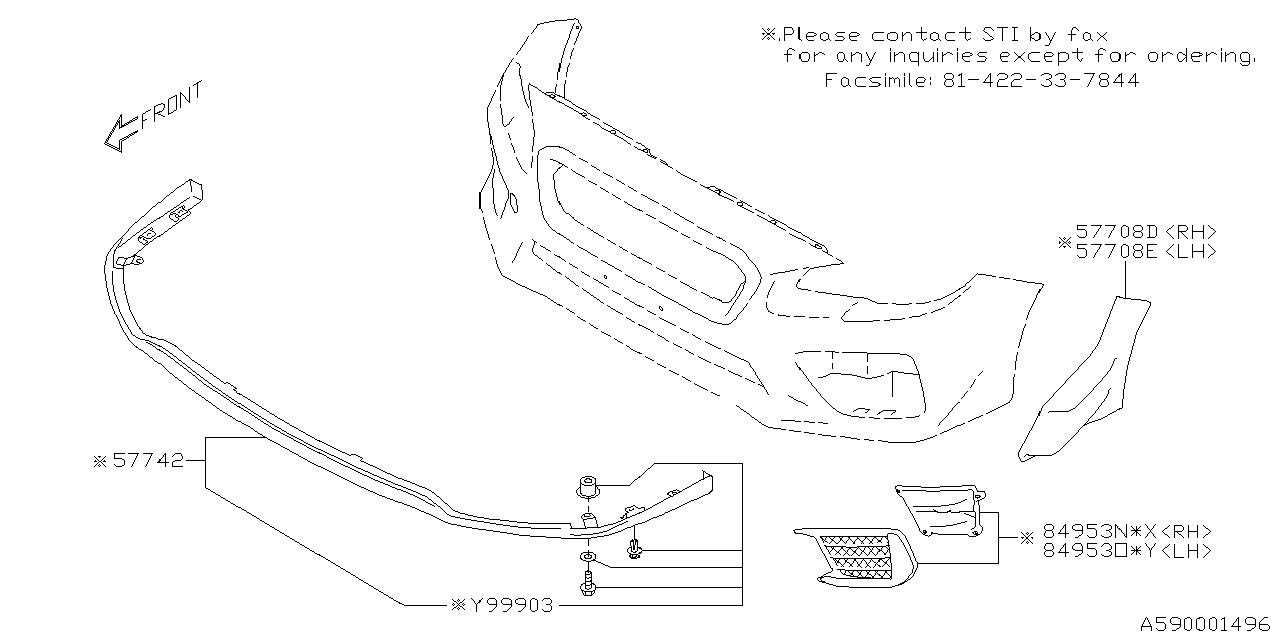 Subaru ST96031VV020 F BMPR Ext RH K7X