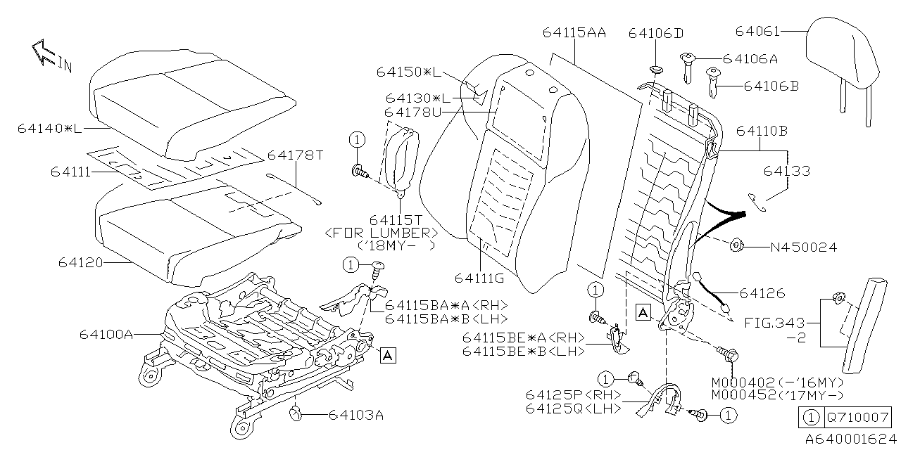 Subaru 64115VA050 Cover LUMBAR Motor