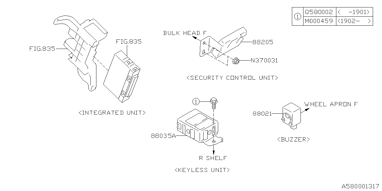 Subaru 88035VA080 KEYLESS Entry Uni