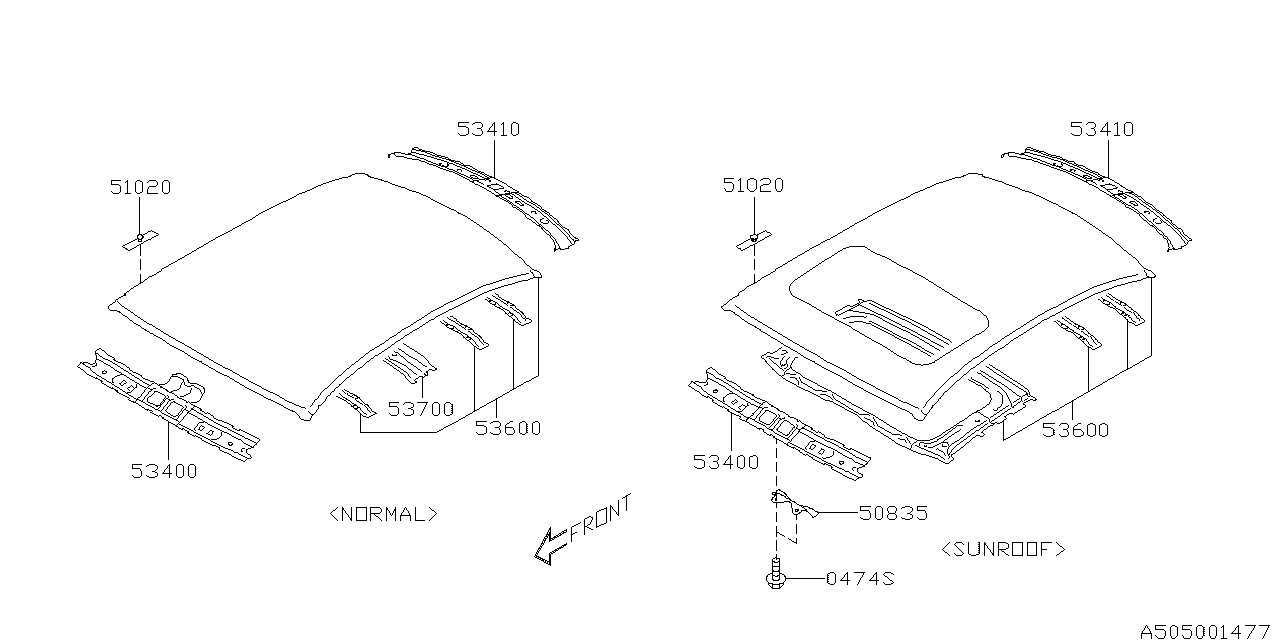 Subaru 53400VA0009P Rail Complete Front Roof