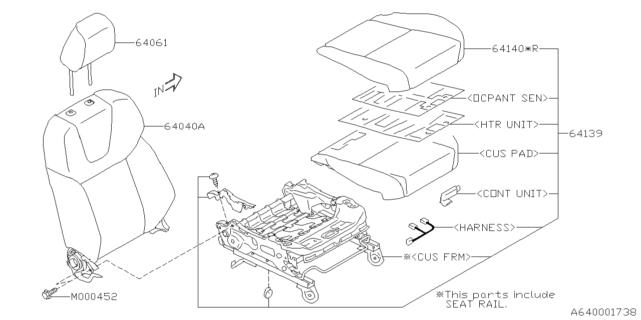 Subaru 64051VA020VH Back Rest Assembly Front RH