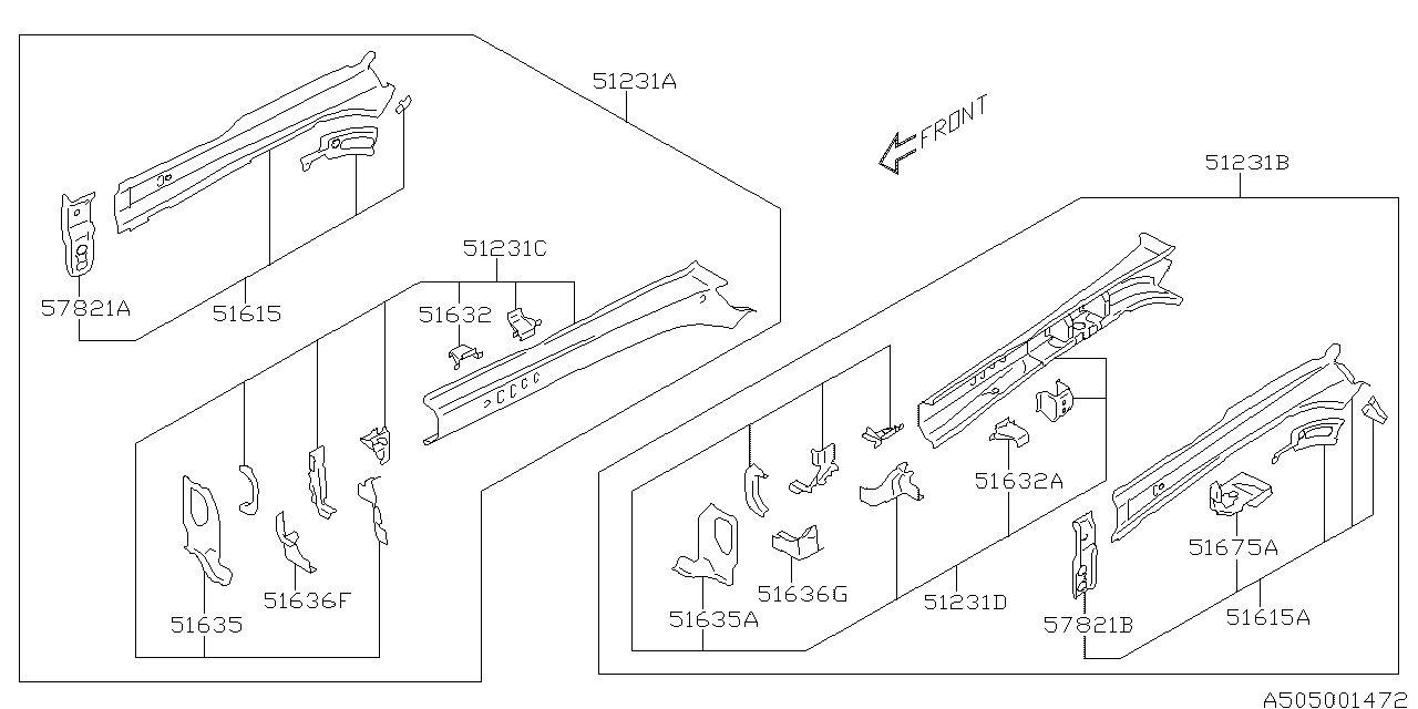 Subaru 51615VA0609P Closing Plate RH