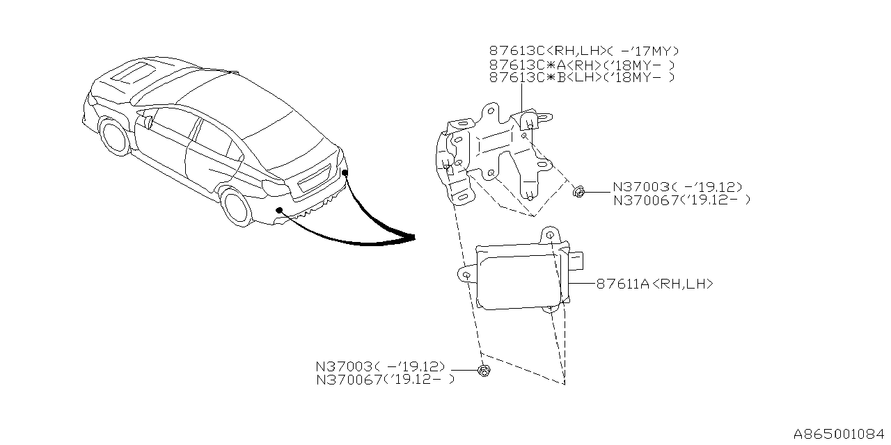 Subaru 87611VA010 Radar Assembly Back And Side