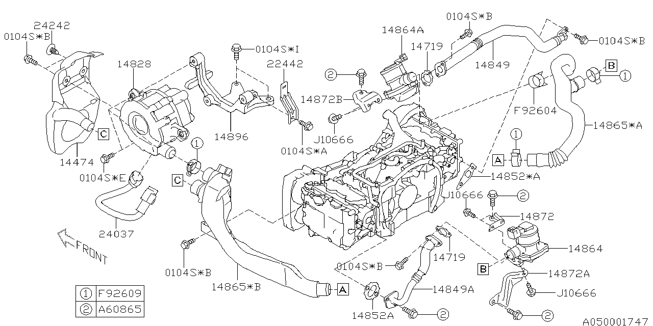 Subaru 14872AA070 Bracket Air Suction Valve