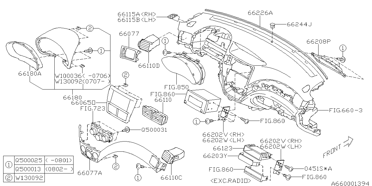 Subaru 66185FG020 Visor Combination Meter B