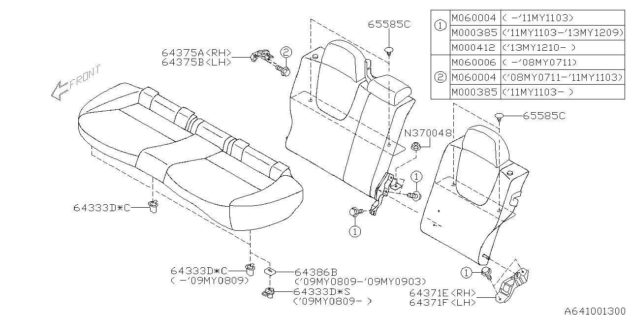 Subaru 64371FG010 Hinge Assembly Rear Back Rest LH C